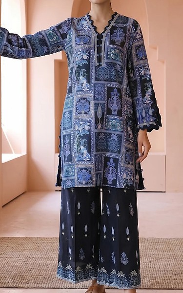 Sahar Navy Lawn Suit (2 Pcs) | Pakistani Lawn Dress in USA- Image 1