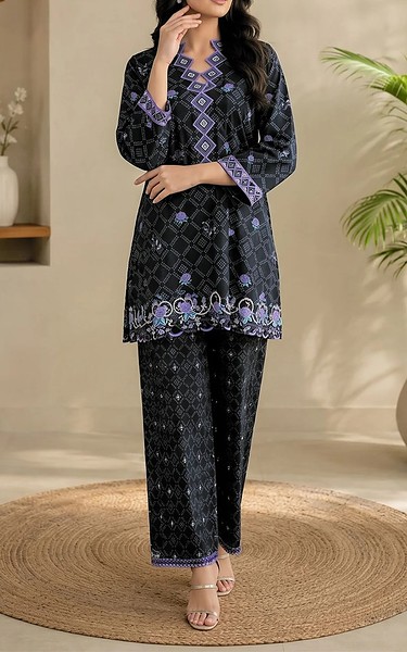 Sahar Black Cambric Suit (2Pcs) | Pakistani Lawn Dress in USA- Image 1