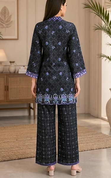 Sahar Black Cambric Suit (2Pcs) | Pakistani Lawn Dress in USA- Image 2