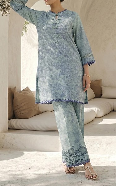 Sahar Mint/Blue Lawn Suit (2 Pcs) | Pakistani Lawn Dress in USA- Image 2