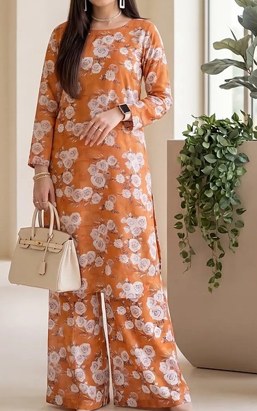 Salitex Orange Lawn Suit (2Pcs) | Pakistani Lawn Dress in USA- Image 1