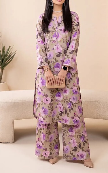 Salitex Beige Lawn Suit (2Pcs) | Pakistani Lawn Dress in USA- Image 1