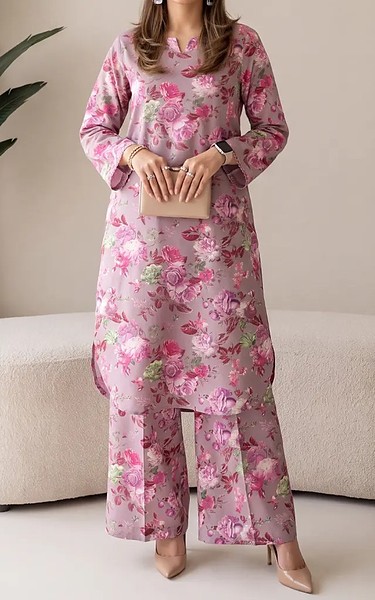 Salitex Pink/Grey Lawn Suit (2Pcs) | Pakistani Lawn Dress in USA- Image 1