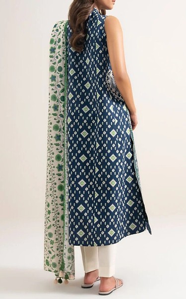 Sapphire Blue/Off White Lawn Suit (2 Pcs) | Pakistani Lawn Dress in USA- Image 2