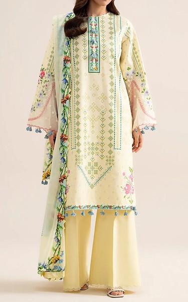 Sapphire Cream Cotton Suit | Pakistani Lawn Dress in USA- Image 1