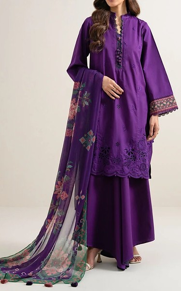 Sapphire Purple Lawn Suit | Pakistani Lawn Dress in USA- Image 1