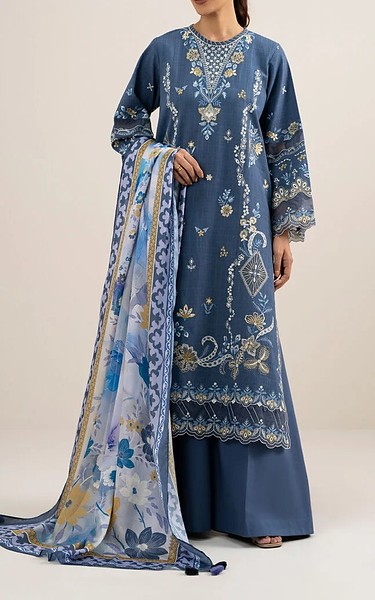 Sapphire Blue Dobby Suit | Pakistani Lawn Dress in USA- Image 1
