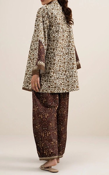 Sapphire Off White/Brown Cotton Suit (2 Pcs) | Pakistani Lawn Dress in USA- Image 2