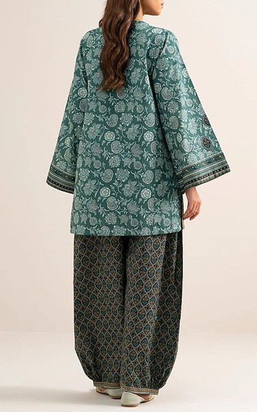 Sapphire Teal/Off White Cotton Suit (2 Pcs) | Pakistani Lawn Dress in USA- Image 2