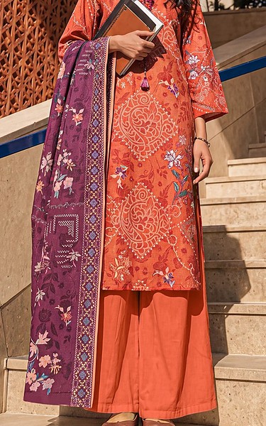 Saya Coral Khaddar Suit | Pakistani Winter Dresses in USA- Image 1