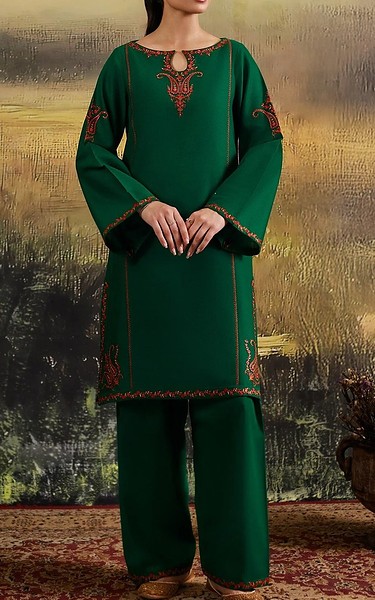 Kayseria Green Khaddar Suit (2Pcs) | Pakistani Winter Dresses in USA- Image 1