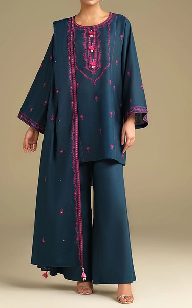 Kayseria Teal Khaddar Suit | Pakistani Winter Dresses in USA- Image 1