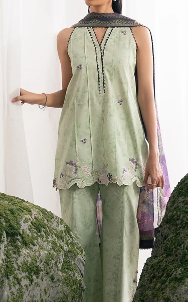 Seran Pistachio Green Cambric Suit | Pakistani Winter Dresses in USA- Image 2