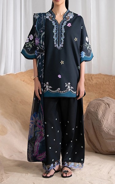 Seran Black Cambric Suit | Pakistani Winter Dresses in USA- Image 1