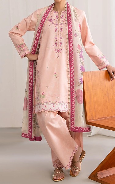 Seran Pale Pink Cambric Suit | Pakistani Winter Dresses in USA- Image 1