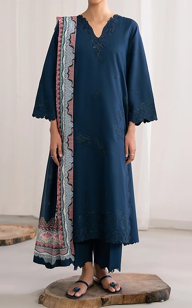 Seran Blue Zodiac Cambric Suit | Pakistani Winter Dresses in USA- Image 1
