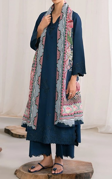 Seran Blue Zodiac Cambric Suit | Pakistani Winter Dresses in USA- Image 2