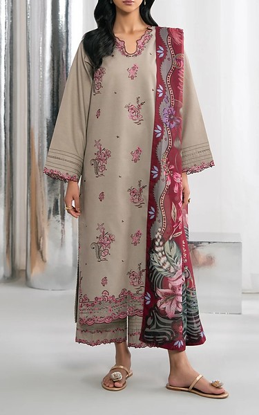 Seran Grey Cambric Suit | Pakistani Winter Dresses in USA- Image 1