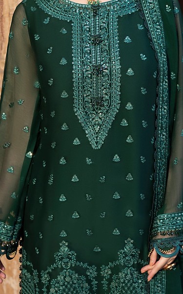 Sifa Dark Green Chiffon Suit | Pakistani Embroidered Chiffon Dresses USA- Image 2