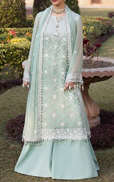 Sifa Light Turquoise Chiffon Suit | Pakistani Embroidered Chiffon Dresses USA- Image 1
