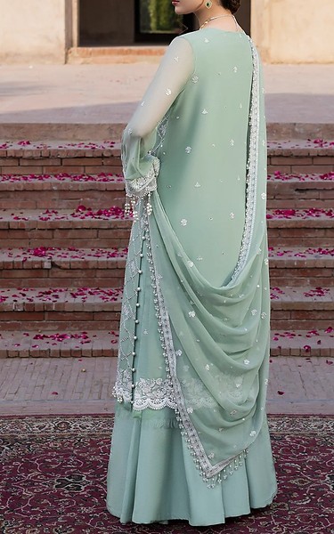 Sifa Light Turquoise Chiffon Suit | Pakistani Embroidered Chiffon Dresses USA- Image 3