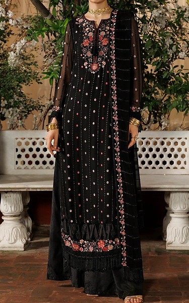 Sifa Black Chiffon Suit | Pakistani Embroidered Chiffon Dresses USA- Image 1
