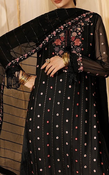 Sifa Black Chiffon Suit | Pakistani Embroidered Chiffon Dresses USA- Image 3
