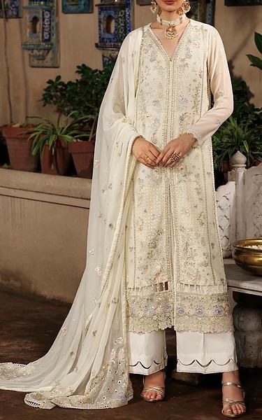 Sifa White Chiffon Suit | Pakistani Embroidered Chiffon Dresses USA- Image 1