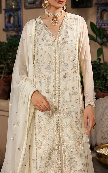 Sifa White Chiffon Suit | Pakistani Embroidered Chiffon Dresses USA- Image 3
