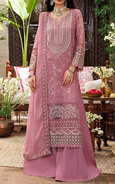 Sifa Tea Pink Chiffon Suit | Pakistani Embroidered Chiffon Dresses USA- Image 1
