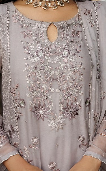 Sifa Light Grey Chiffon Suit | Pakistani Embroidered Chiffon Dresses USA- Image 2