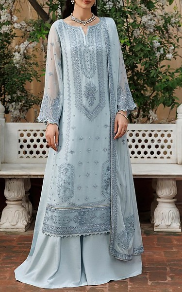 Sifa Cadet Blue Chiffon Suit | Pakistani Embroidered Chiffon Dresses USA- Image 1