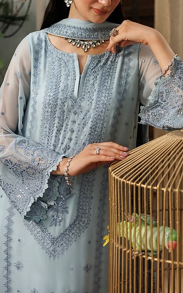 Sifa Cadet Blue Chiffon Suit | Pakistani Embroidered Chiffon Dresses USA- Image 2