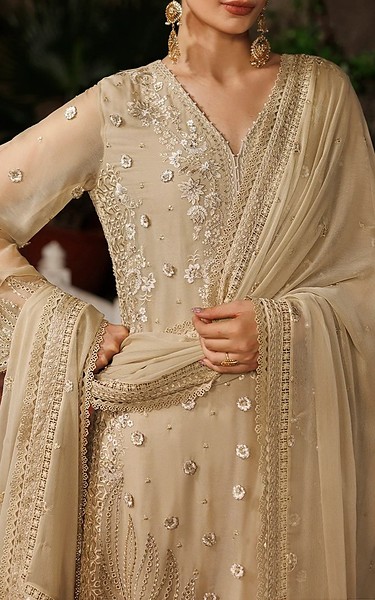 Sifa Fawn Chiffon Suit | Pakistani Embroidered Chiffon Dresses USA- Image 2