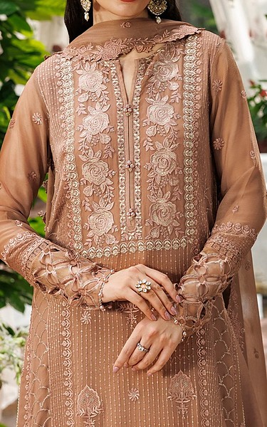 Sifa Tan Chiffon Suit | Pakistani Embroidered Chiffon Dresses USA- Image 3