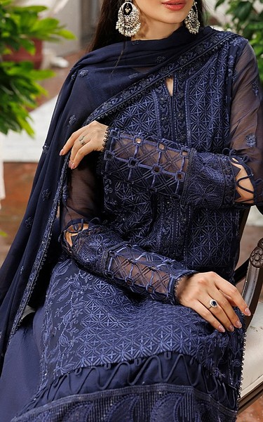 Sifa Royal Blue Chiffon Suit | Pakistani Embroidered Chiffon Dresses USA- Image 3