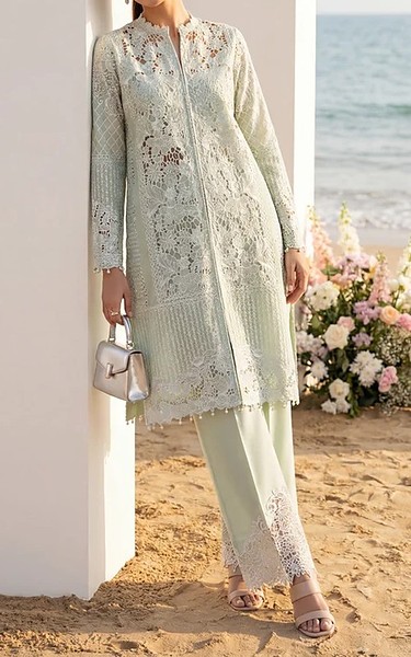 Threads and Motifs Light Turquoise Cotton Suit | Pakistani Lawn Dress in USA- Image 2