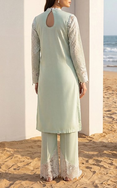 Threads and Motifs Light Turquoise Cotton Suit | Pakistani Lawn Dress in USA- Image 3