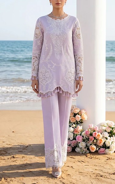 Threads and Motifs Lavender Cotton Suit | Pakistani Lawn Dress in USA- Image 1