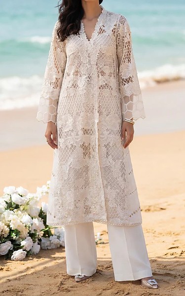 Threads and Motifs Ivory Cotton Suit | Pakistani Lawn Dress in USA- Image 1
