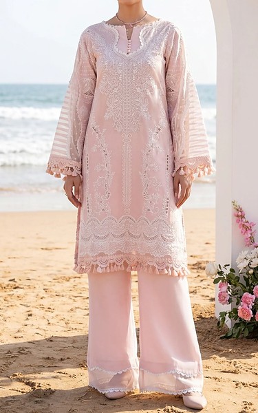 Threads and Motifs Pink Cotton Suit | Pakistani Lawn Dress in USA- Image 1