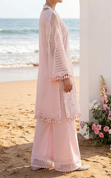 Threads and Motifs Pink Cotton Suit | Pakistani Lawn Dress in USA- Image 2