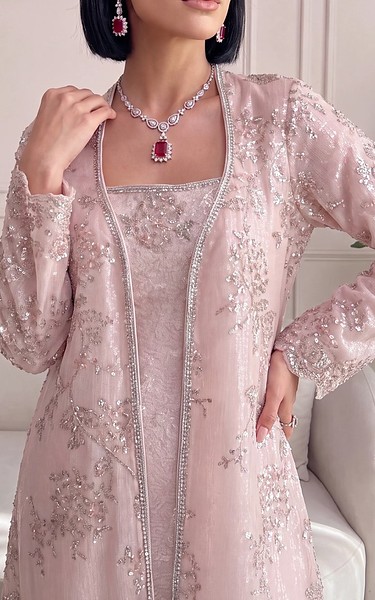 Threads and Motifs Pink Chiffon Suit | Pakistani Embroidered Chiffon Dresses USA- Image 3
