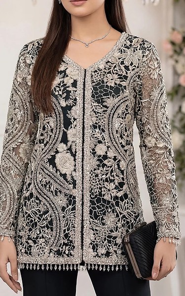 Threads and Motifs Green Net Suit | Pakistani Embroidered Chiffon Dresses USA- Image 2