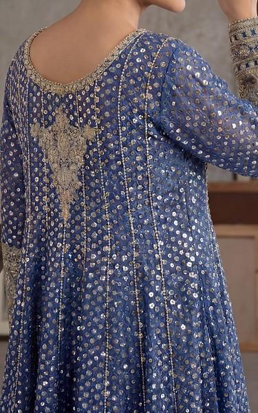 Threads and Motifs Blue Chiffon Suit | Pakistani Embroidered Chiffon Dresses USA- Image 3