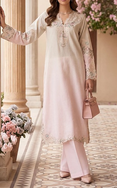 Threads and Motifs Pink Silk Suit | Pakistani Embroidered Chiffon Dresses USA- Image 1