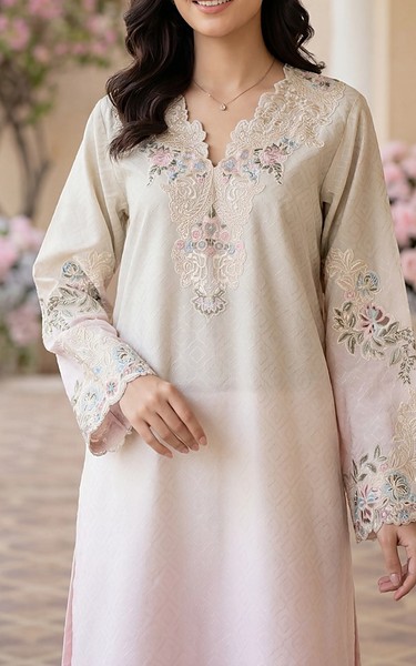 Threads and Motifs Pink Silk Suit | Pakistani Embroidered Chiffon Dresses USA- Image 2