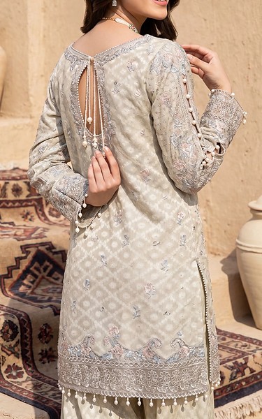 Threads and Motifs Off-white Jaquard Suit | Pakistani Embroidered Chiffon Dresses USA- Image 3