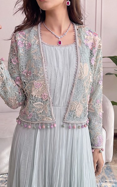 Threads and Motifs Baby Blue Chiffon Suit | Pakistani Embroidered Chiffon Dresses USA- Image 3