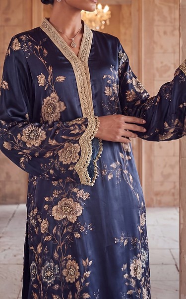 Threads and Motifs Blue Silk Suit | Pakistani Embroidered Chiffon Dresses USA- Image 2